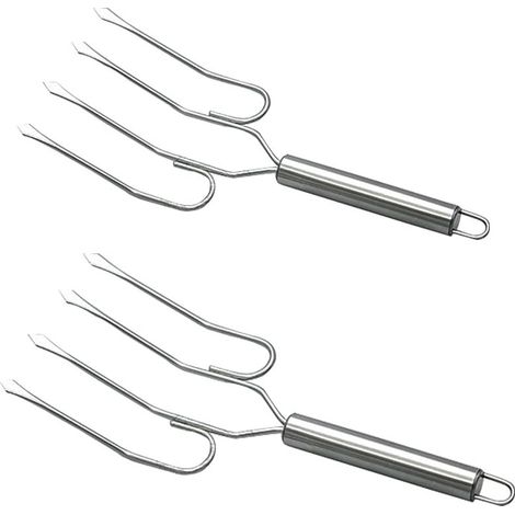 MINKUROW Edelstahl-Putengabel und Heber für heiße Speisen, Hühnerfellgabel, Grillwerkzeug, 2-teiliges Set