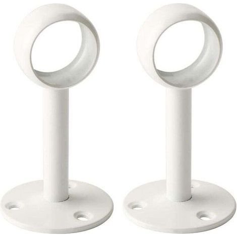 Support Tringle Rideau Plafond en Acier Inoxydable, Support Tringle Penderie pour Tube de rond Ø 25 mm, Blanc Brillant 2 Pcs (1/4)