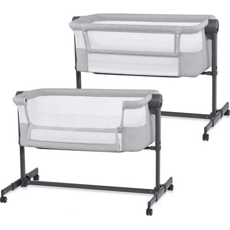 Kinderkraft Nestee Up 2 Culla Co-Sleeping 2 in 1, 5 Livelli di Altezza, 4 Ruote, con Materasso, Grigio Chiaro (1/5)