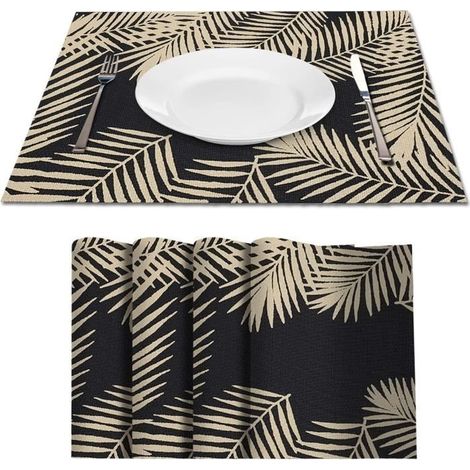 (Noir)Sets de Table - Noname - Lot de 4 - PVC Tressé - Antidérapant - Lavable - Résistant à la Chaleur (1/4)
