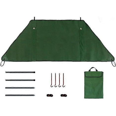 Pare-vent de camping en toile avec poteaux et piquets pliable vert pour intimité extérieure randonnées pique-niques et barbecues (1/5)