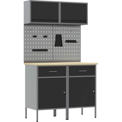 Maison Exclusive - Set di mobili da lavoro con cassetto con lo scaffale 6 pz Nero (1/5)