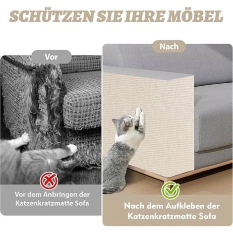 Protection Canape Chat Anti Griffe 40×200 cm,DIY Protege Canape Griffe Chat,Griffoir Chat Canapé Auto-adhésifs - Beige (1/4)