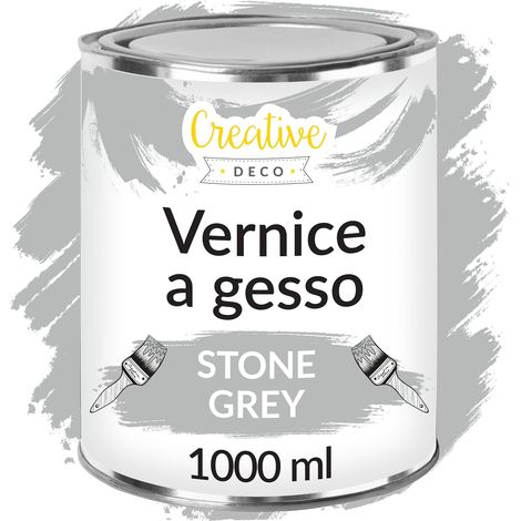 Creative Deco Vernice a gesso Grigio 1L Opaca e Lavabile per Mobili in Legno