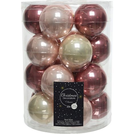 Boules de Noël en verre à suspendre 6 cm Or et Rose. 20 sept.