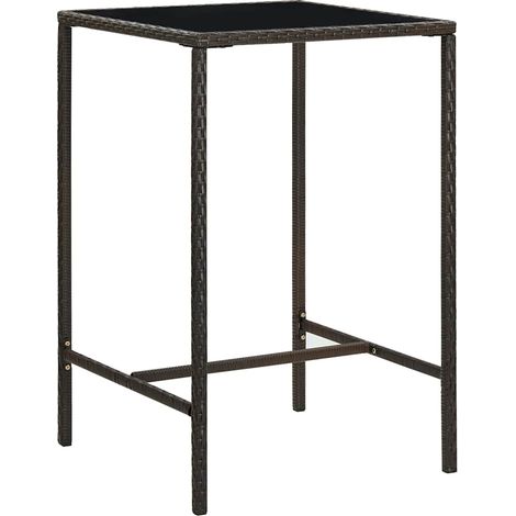 Table haute de jardin Table de bar - Mange-Debout Marron 70x70x110 cm Résine tressée verre BV869102 - BonneVie (1/5)