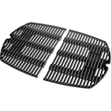 Grille de barbecue en fonte émaillée pour Weber Q 300 et 3000 – Double grille – Compatible avec barbecue – Transformable en plancha (1/5)