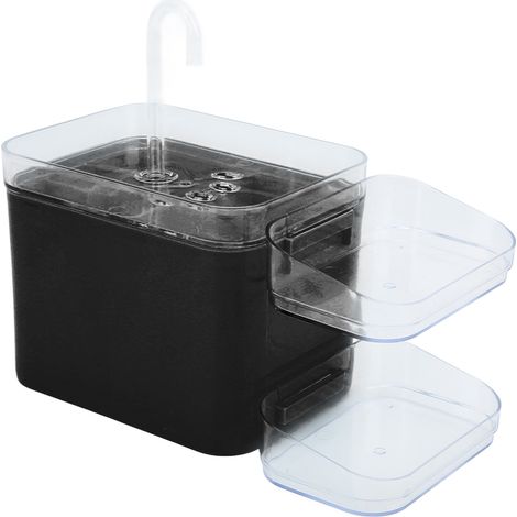 Fontaine à eau automatique pour animaux de compagnie 2L / 67oz pour chats avec robinet, pour une utilisation intérieure et extérieure, noire (type robinet). (1/5)