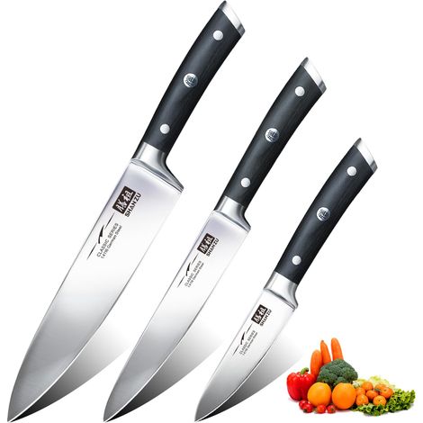 Set de Couteaux de Cuisine Japonais 3 Pièces en Acier Inoxydable Haute Dureté (1/5)