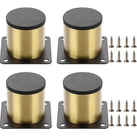 Lot de 4 pieds de meubles en acier inoxydable de 5 cm - Pour chaises, tables, armoires, bureaux, avec vis, montage facile - Ronds (dorés) (1/5)
