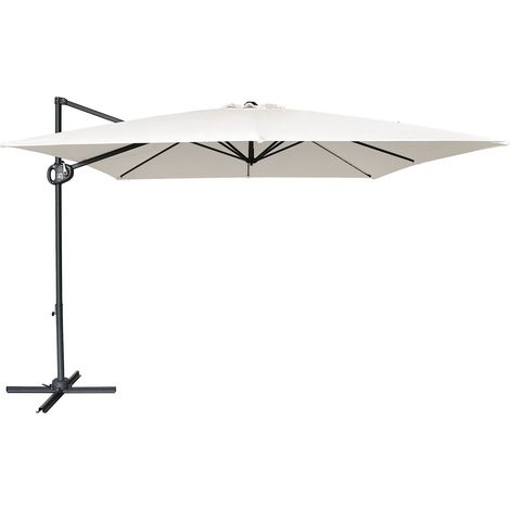 Axi Mira Parasol Déporté Carré 300 X 300 Cm, Anthracite/Beige  Pour Le Jardin / Terrasse, Toile Anti-Uv Indice Upf 30+  Pied En Croix Et Housse De Protection Inclus  Inclinable Et Pivotant À 360°