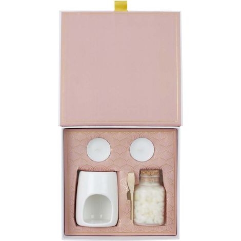 Coffret brûle parfum avec cire parfumée senteur fleur de ceriser (1/4)