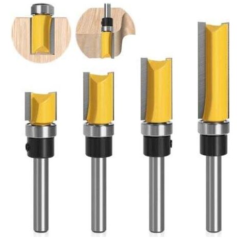 Set mit 4 Fräsern, 1/4 Griff, Metallfräser für die Holzbearbeitung, für Massivholz, professionelles Schneidwerkzeug für Spanplatten, MDF usw.
