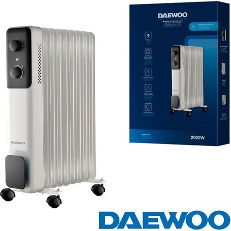 Radiador de aceite daewoo 9 elementos 2000w - 3 niveles - blanco/negro