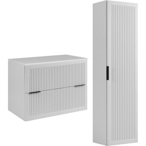 Waschtischunterschrank-Set - 80 cm - Weiß - Modernes Design - Praktische Aufbewahrung (1/5)