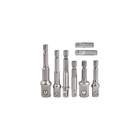 Juego de 8 adaptadores de vasos, adaptadores hexagonales de 1/4" a 1/4", 3/8", 1/2" para taladros y destornilladores inalámbricos, vasos y portapuntas - Crezuo