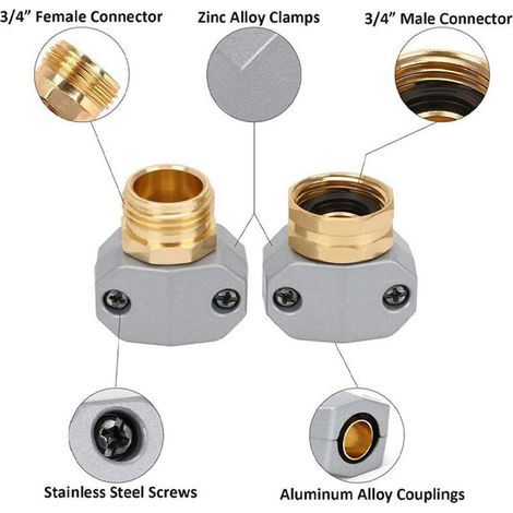 Reparaturfittings für Gartenschläuche, Hochleistungs-Reparaturfittings für Gartenschläuche, Sets mit männlichen und weiblichen Anschlüssen (1/4)