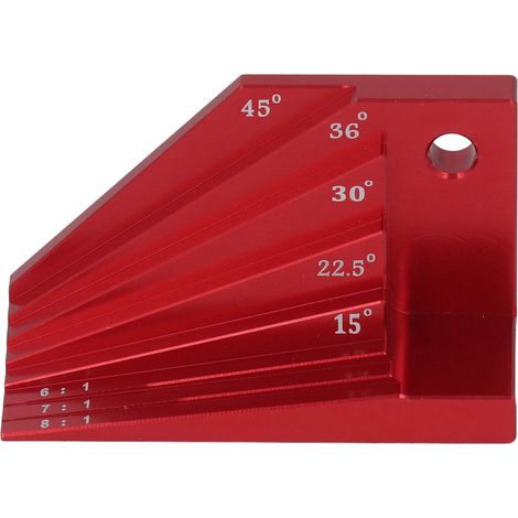 Équerre multi-angle en aluminium rouge haute dureté pour menuisier, jauge à tenon en bois, outil de mesure précis pour menuiserie (1/5)