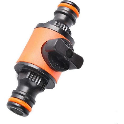 Raccord de tuyau d'arrosage à dégagement rapide – double adaptateur mâle et vanne d'arrêt intégrée pour l'irrigation – noir et orange (1/5)
