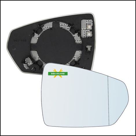 Piastra specchio retrovisore asferico termico lato dx-passeggero per vw polo (aw