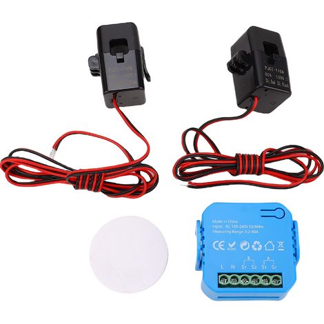 GARRYFIZH Compteur d'énergie intelligent WiFi - Surveillance en temps réel consommation électrique monophasée avec 2 pinces ampèremétriques 80A (Tuya) (1/5)