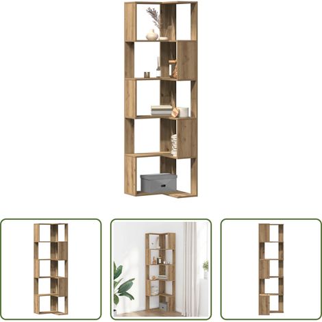 vidaXL Holzregal - Eck-Bücherregal 5 Böden Artisan-Eiche 50x50x179cm Holzwerkstoff (1/5)