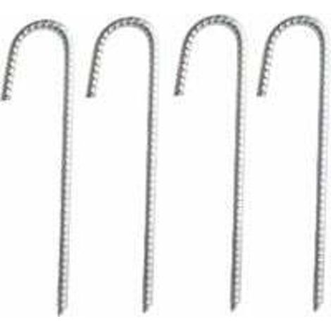 12-inch J-hook rebar stakes, 4-pack of ground anchors, heavy-duty tent stakes for plants, rust-resistant landscape fabric stakes, artificial turf (1/5)