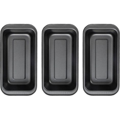 Moule à Cake Rectangulaire Antiadhésif Noir en Acier Carbone - Lot de 3 Pièces 15cm (1/5)