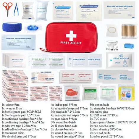 PA Mini Trousse Premier Secours 180 Pièces, Petite Trousse à Pharmacie, Kit Premier Secours pour Voiture Maison Lieu de Travail Voyage Camping Randonnée et Sports en Plein Air (1/4)
