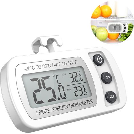 Thermometre Digital Pour Refrigerateur - Ecran LCD Grand Format - Etanche IPX3 - Fonction Min Max - Plage -20 À 50 °C - Avec Support Pivotant Et Dos Magnetique - 1 Unite (1/5)