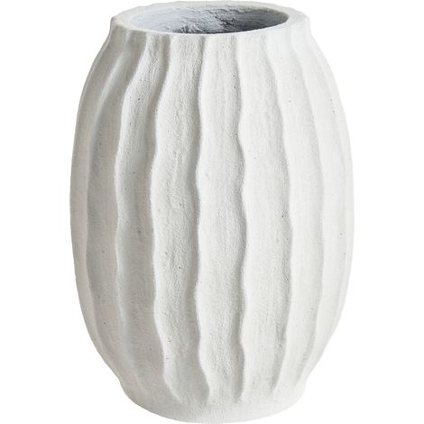 Maceta alta de cemento de jardín interior exterior 35 x 49 cm blanco Lungau (1/5)