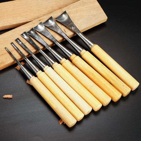 【Holzbearbeitungs-Stechbeitel-Set】 - 3 Stück - 35 mm Breite - Kohlenstoffstahl - Verlängerte Klingen - Holzbearbeitungs-Stechbeitel - Holzgravurmesser - 3-35 mm (1/3)