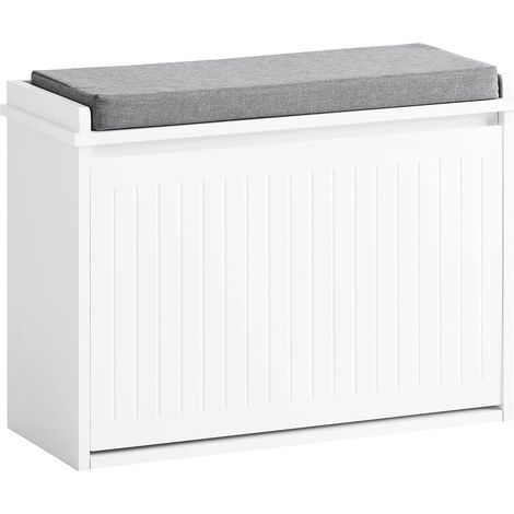 SoBuy Hallway Shoe Bench with Seat Cushion and Flip-drawer,FSR98-W