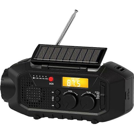 Emergency Radio,Enceinte Bluetooth, Solar Hand Crank AM/FM Radio pour Survival,usb Charger,sos Alarm,reading Lamp (1/5)