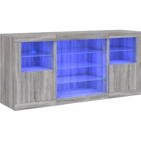 Maison Exclusive - Aparador con luces LED gris Sonoma 142,5x37x67 (1/5)