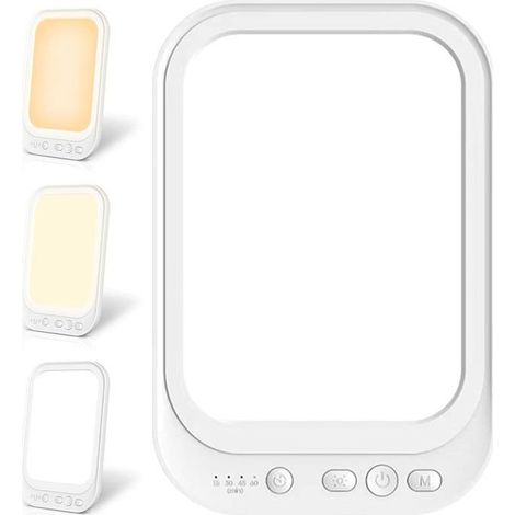 Lampe de luminothérapie 10 000 lux avec 4 minuteries,3 températures de couleur,lampe LED imitant la lumière du jour,support pliable (1/5)