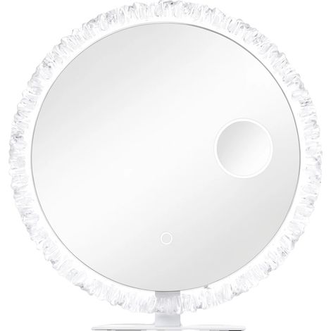 Espejo de maquillaje con iluminación LED, aumento de 10x y acabado transparente. (1/2)