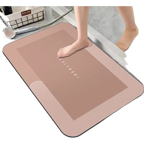Tappetino da bagno in terra diatomacea, super assorbente, antiscivolo, 400 mm x 600 mm, rosa (1/2)