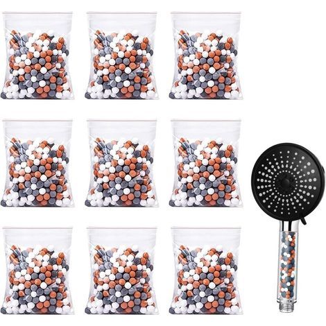 APEX Kit de remplacement pour pommeau de douche anticalcaire, comprenant 9 billes à ions négatifs. (1/5)