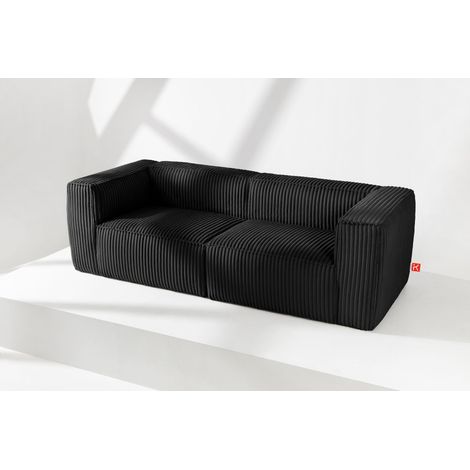 KONSIMO FEROX Modernes Sofa 3 Sitzer aus breitem Cordstoff, schwarz (1/5)