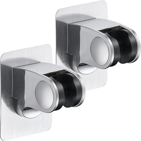 Lot de 2 supports de pommeau de douche réglables sans perçage, support mural de douche pour salle de bain (argenté) (1/5)