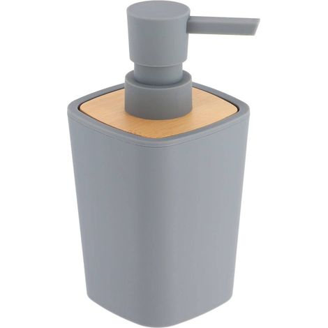 Seifenspender rubber + abs und bambus 380 ml - grau - Tendance (1/2)