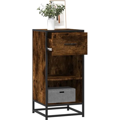 Sideboard Räuchereiche 35,5x35x76 cm Holzwerkstoff und Metall