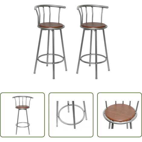Tabouret de bar marron - Tabourets de bar lot de 2 marron acier (1/5)