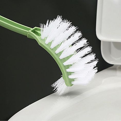 Brosse WC à Manche Longue avec Tête Courbée Biface, Nettoyage Intégral de la Cuvette et du Cercle, Matière Plastique Durable, Vert