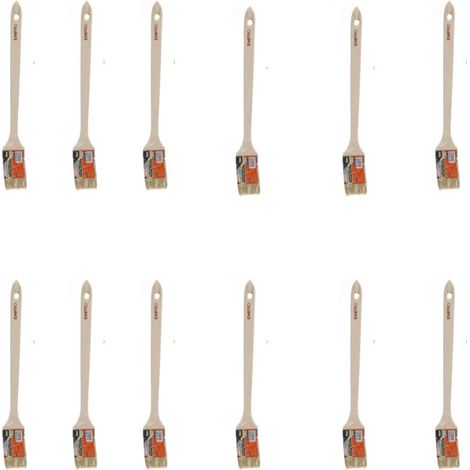 Tête de brosse de 50 mm/2 pouces, long manche en bois, virole en métal, pinceau courbé, brosse pour radiateur (12 pièces) (1/4)