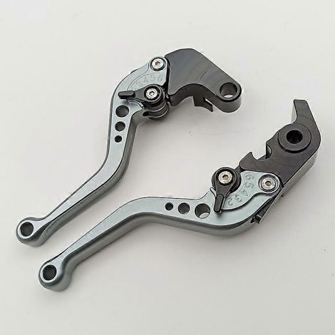Convient aux motos Aprilia TUONO1100RR/FACTORY leviers de frein, d'embrayage et de klaxon modifiés (gris court, 1 paire) (1/5)