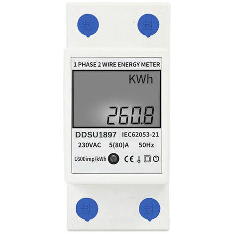 Compteur d'énergie électrique numérique Compteur d'électricité monophasé sur rail DIN Compteur électrique multifonction monophasé à deux fils (1/5)