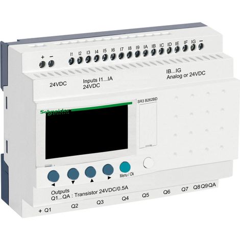 Zelio Logic - relais intelligent modul.- 26 E/S - 24Vcc - horloge - affichage (SR3B262BD)