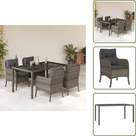 Coussins de siège - vidaXL Ensemble à manger de jardin 5 pcs coussins gris résine tressée - Housses de coussins